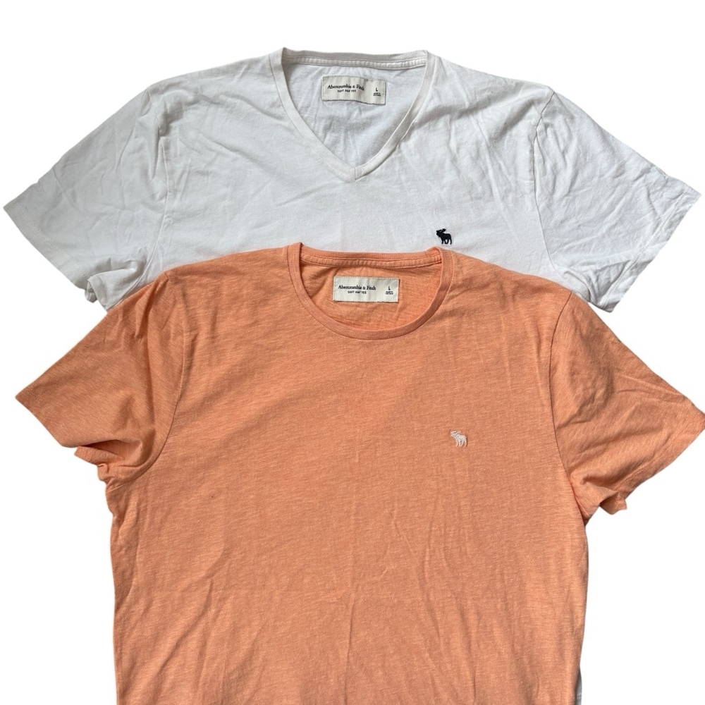 Abercrombie & Fitch T-Shirt Bundle Soft A&F Tee s White Orange Size LARGE
